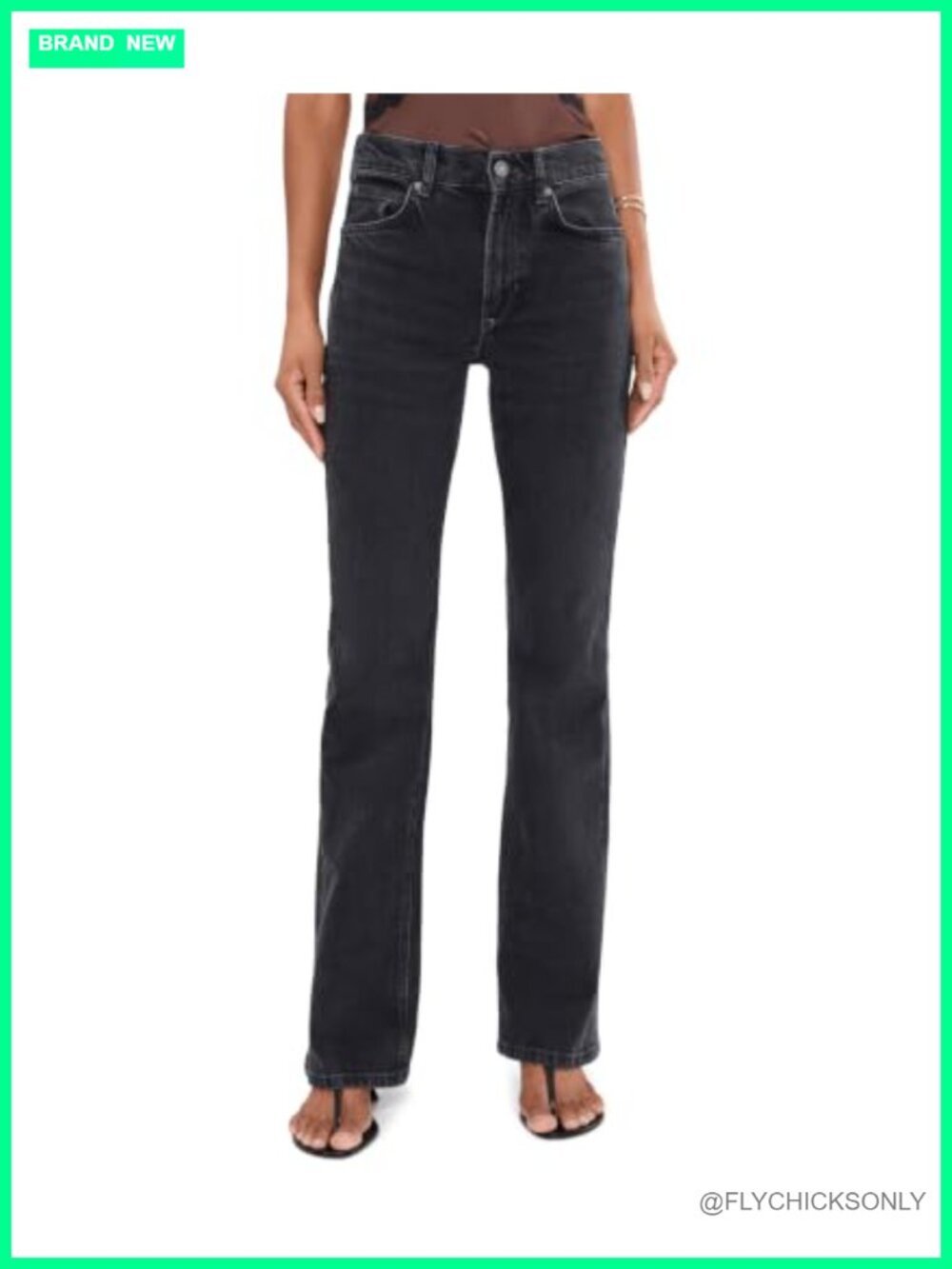 High-Rise Straight Bootcut Jeans Pull On Flared Leg 100% Cotton Classic Fit